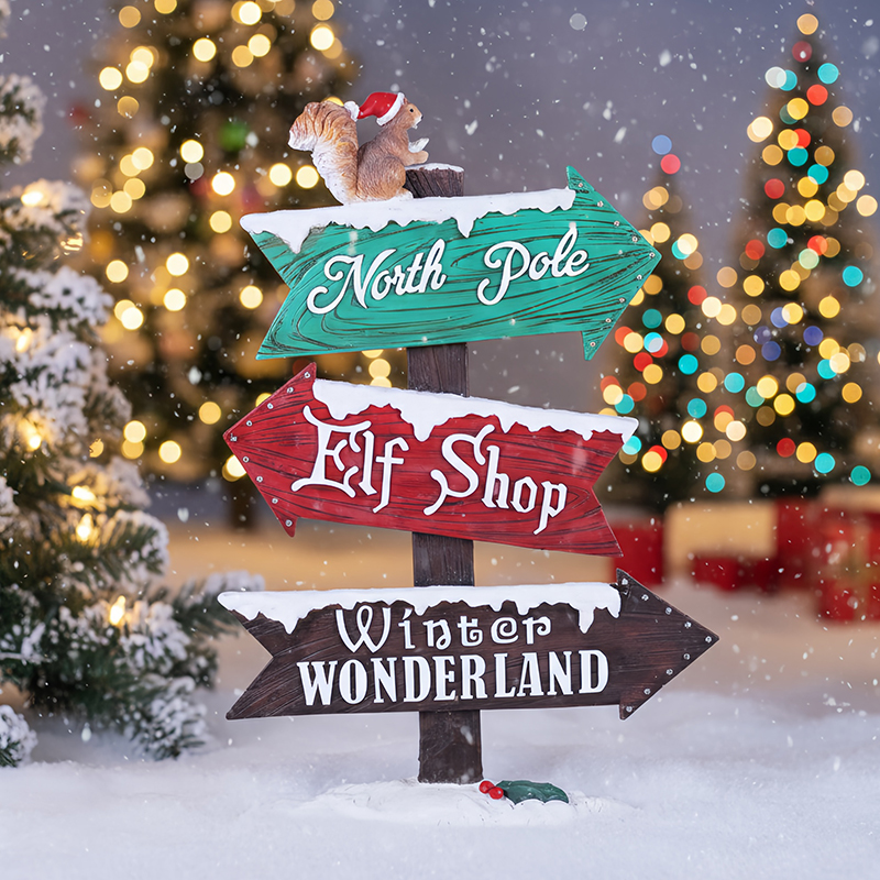 Polyresin Christmas Signage - Holiday Seasonal Wall Decor