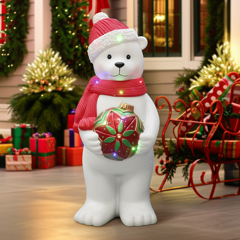 Polyresin Snowman Christmas Figurine - Winter Holiday Decor