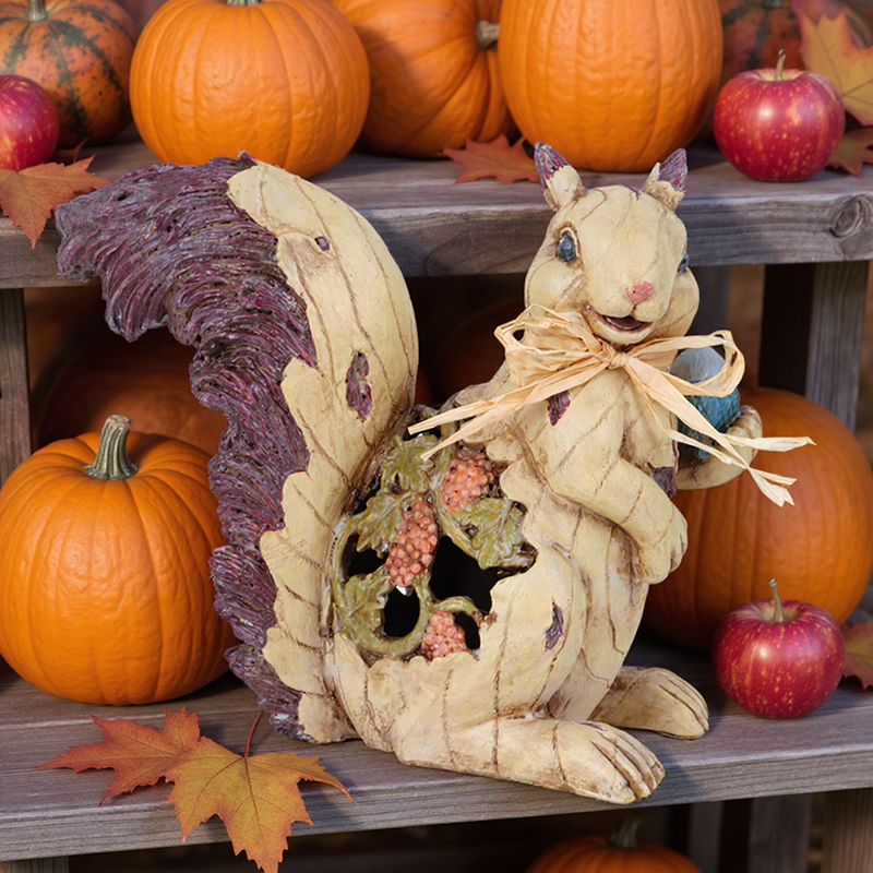Polyresin Harvest Bunny Figurine - Fall Thanksgiving Decor