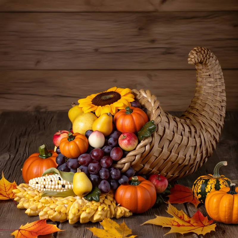 Polyresin Cornucopia Centerpiece - Thanksgiving Fall Decor