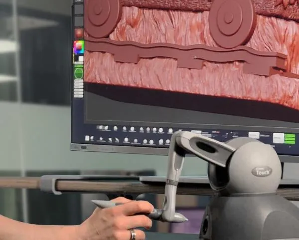 Digital sculpting workstation with a 3D input device.